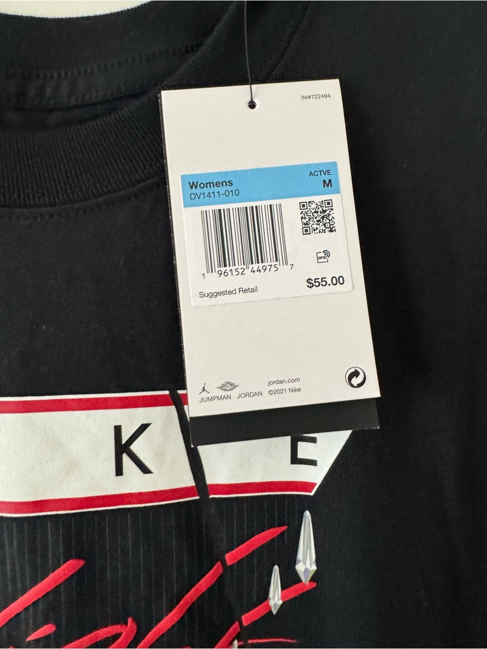 Jordan Black Tee with Red & White Graphic - Picture 3 of 3